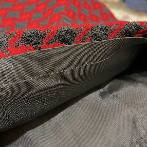 Oleg Cassini vintage black and red wool houndstooth sheath dress like new - Picture 4 of 4